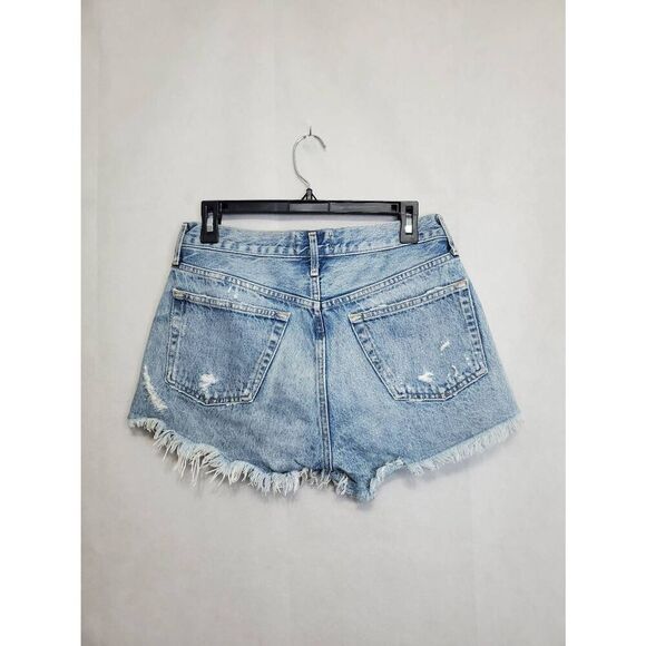 AGOLDE Parker Vintage Cut Off Denim Jean Shorts in Swapmeet Button Fly Raw Hem - Picture 8 of 13